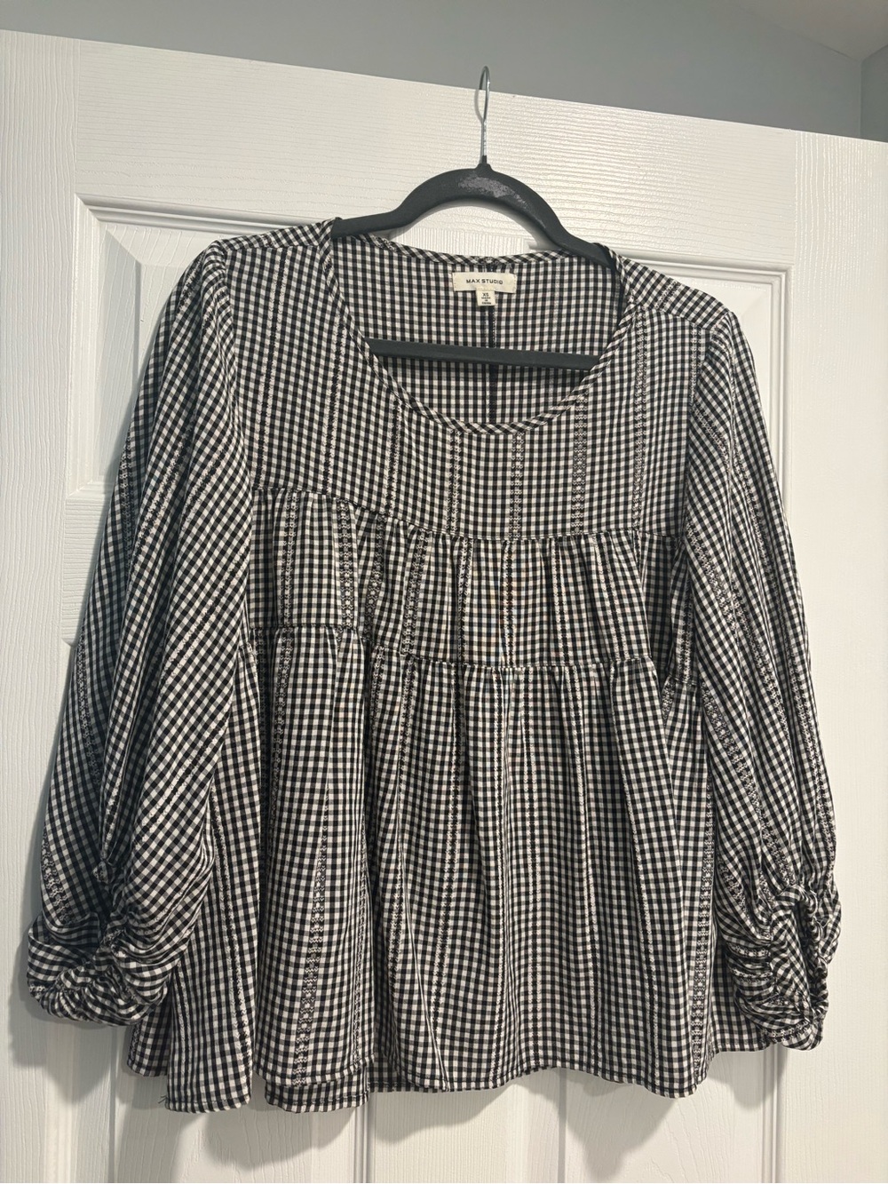 Madewell Black and White Gingham Tunic Top